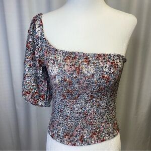 Willow and Root (from Buckle) asymmetrical multi-color woven shirt. Size Large